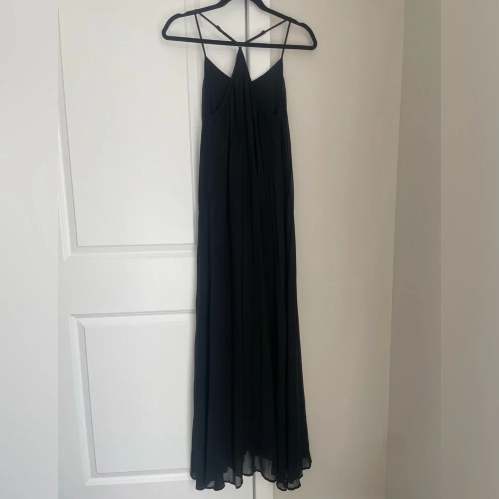 Bar III Pleated V-Neck Maxi Dress Black Size M‎